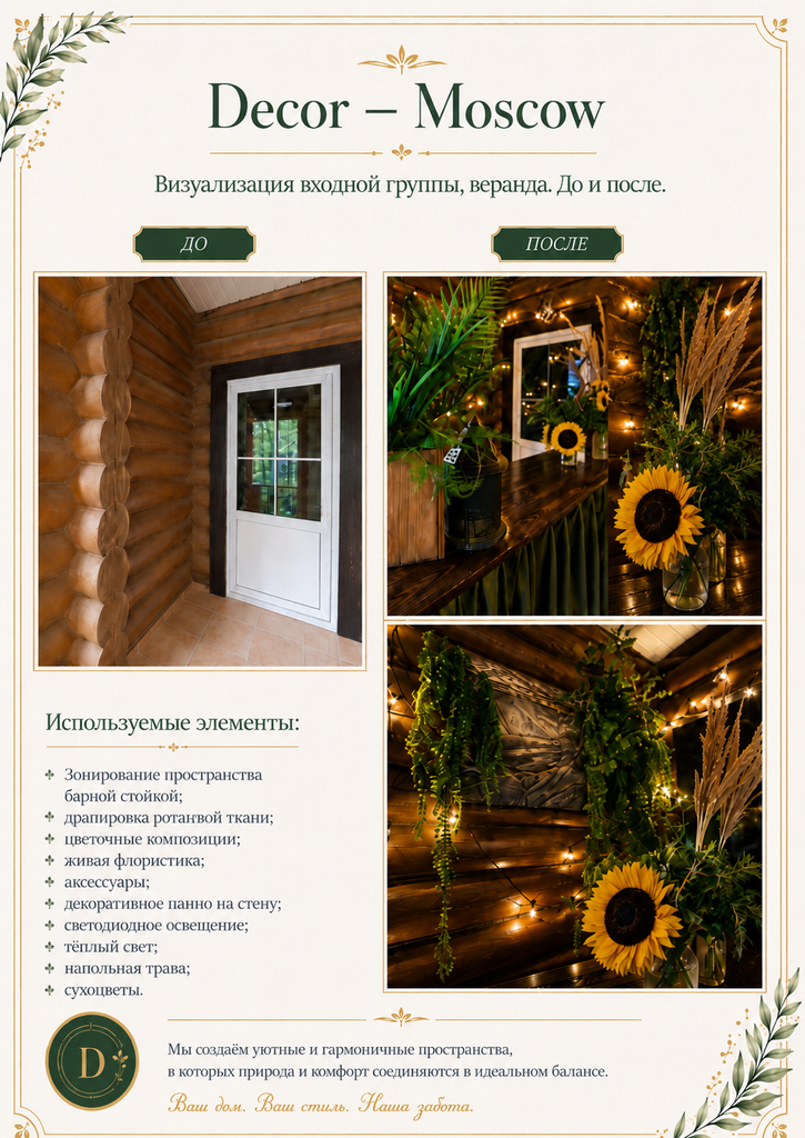 Декор веранды (входной группы) в загородном доме г.Жуковский